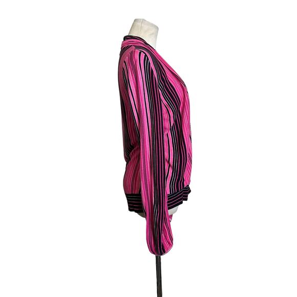 INC pink black stripes long sleeves sequin embellished knit top size M - Picture 2 of 9